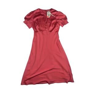 Ted Baker Bias Cut Midi Puff Sleeve Dress Pink Size 3 Ted | 8 US